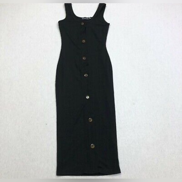 Pretty Little Thing Womens US 2 Black Ribbed Bodycon Ribbed Sleeveless Dress - Picture 1 of 2
